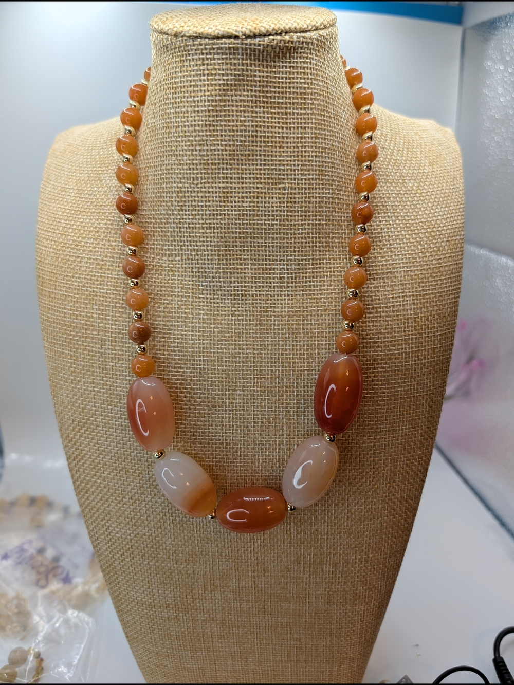 Handcrafted Orange Agate Beaded Necklace